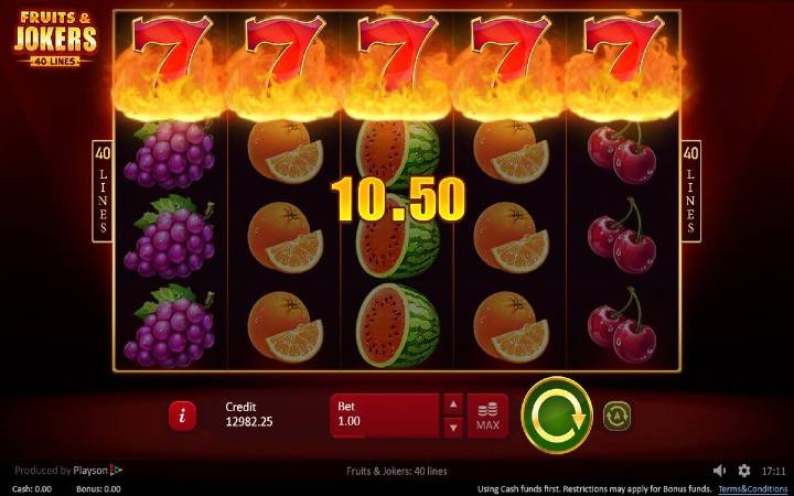 Fruits and Jokers 40 lines, Bonus Casino