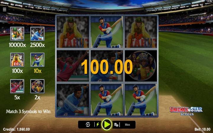 Online Casino Bonus, Cricket Star Scratch