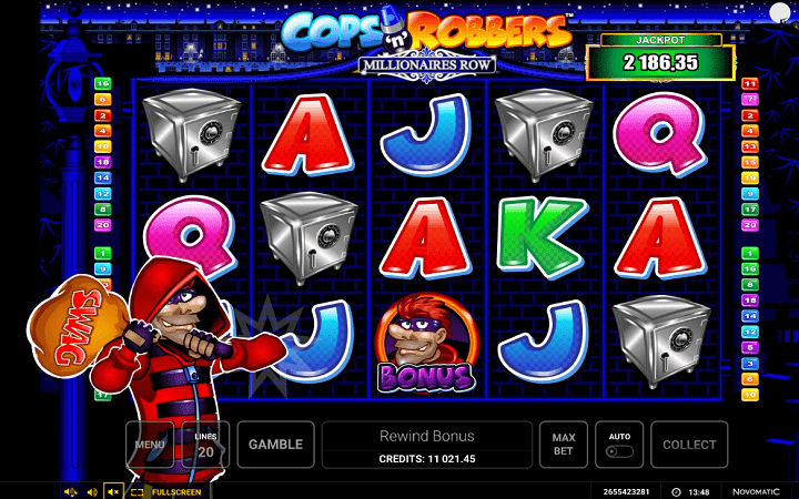 Cops and Robbers: Millionaires Row, Novomatic, Online Casino Bonus