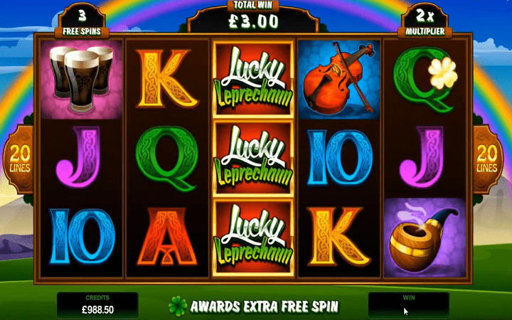 Zlatna detelina u petoj koloni-slot Lucky Leprechaun-tabla slota-naslagani džokeri u trećoj koloni