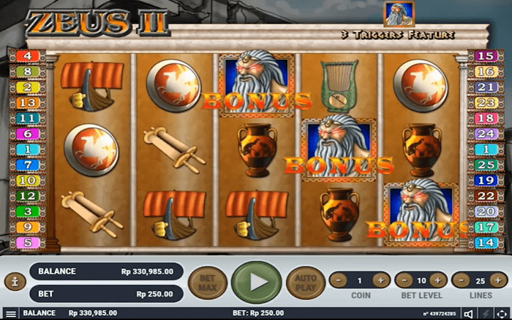 Zeus 2 slot-tabla slota-tri scatter simbola- pokretanje bonus igre