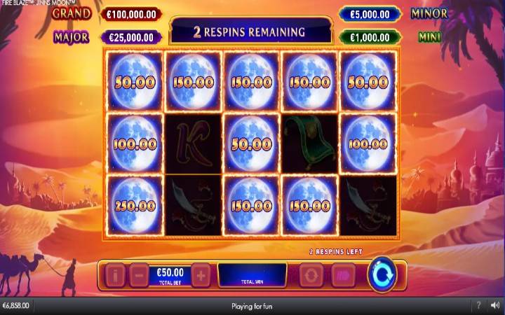 Respin, Online Casino Bonus, Fireblaze Jinns Moon
