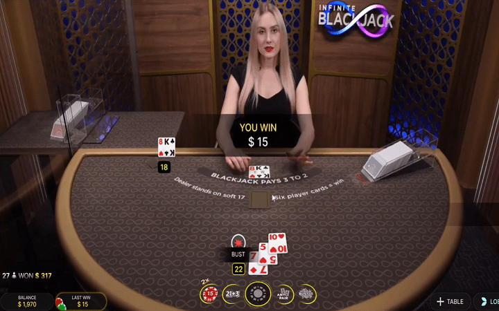 Infinite Blackjack, Evolution Gaming, Online Casino Bonus