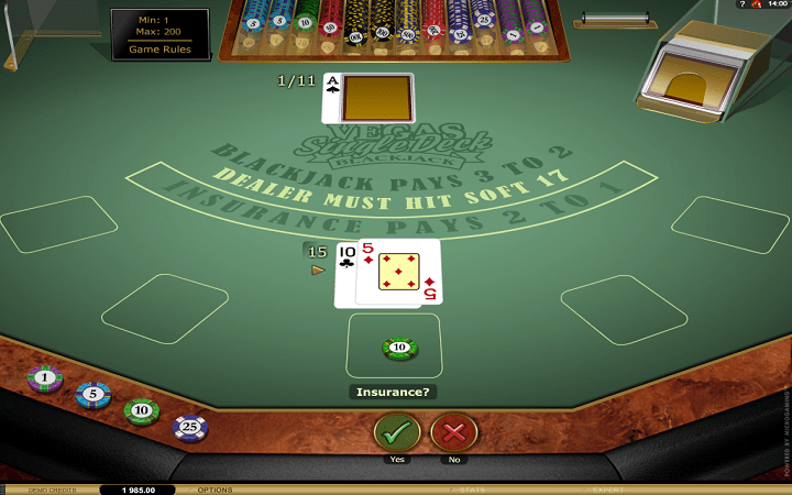 Vegas Single Deck Blackjack Gold