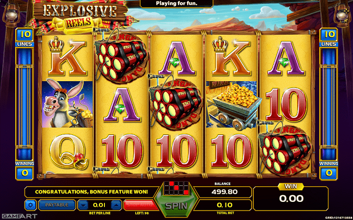 Explosive Reels, GameArt, Online Casino Bonus