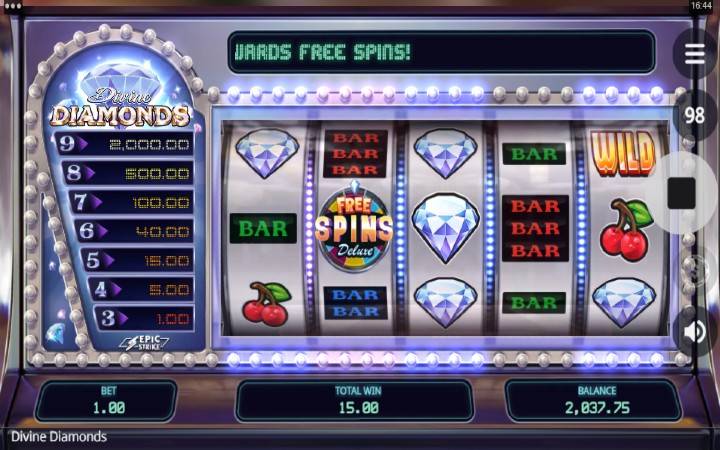 Divine Diamonds-osvojite 2.000 puta više-dobitna kombinacija sa dijamantima