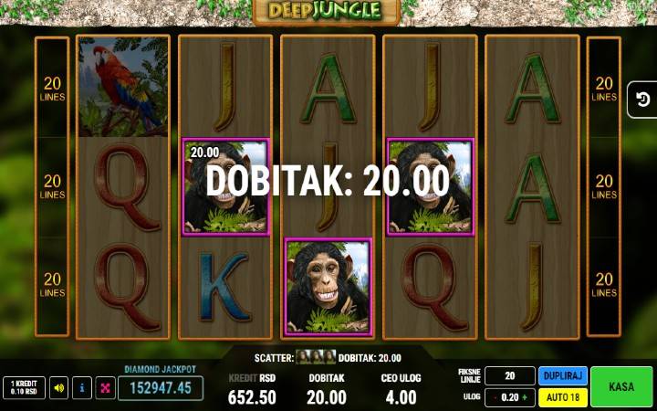 Scatter-dobitna kombimacija-Deep Jungle-online casino bonus