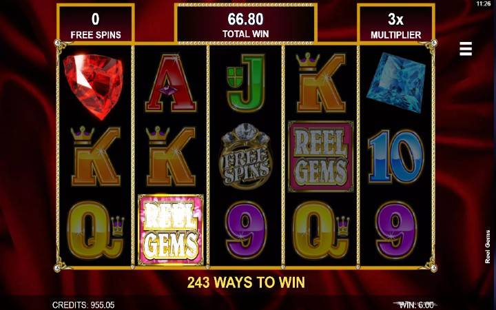 Scatter simboli, Besplatni spinovi, Reel Gems