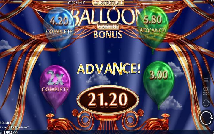 Pick a balloon bonus-the incredible balloon machine-online casino bonus