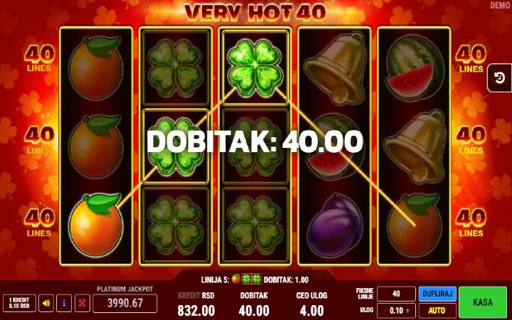 Džoker-online casino bonus-very hot 40