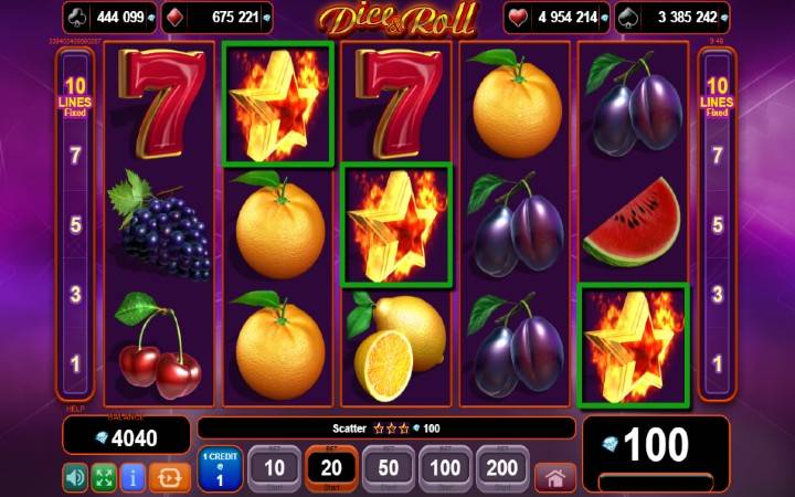 Scatter-online casino bonus-dice and roll