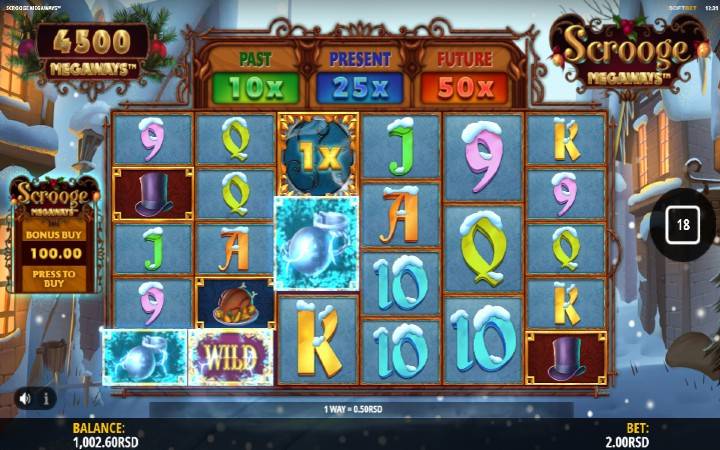 Džoker-scrooge megaways-dobitna kombinacija-božić-sneg-iSoftBet-online casino bonus
