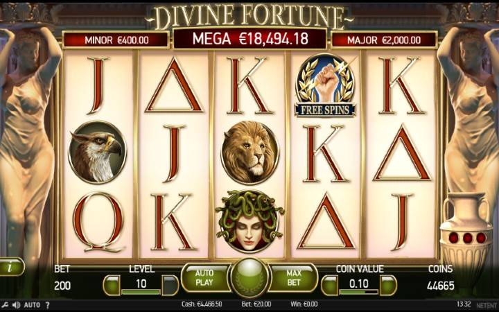 Divine Fortune-online casino bonus-netent-osnovna igra-skulpture-soko-lav