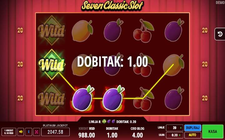 Džoker-seven classic slot-dobitna kombinacija-online casino bonus