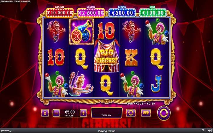 Mega Fire Blaze Big Circus-online casino bonus-playtech-osnovna igra-cirkus