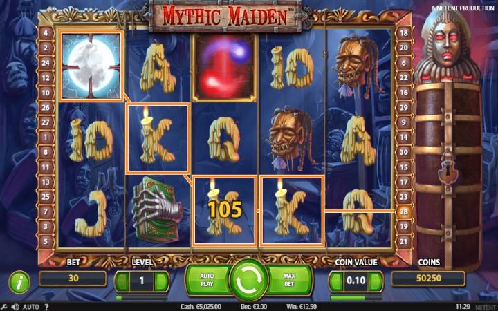 Džoker-online casino bonus-Mythic Maiden-NetEnt-dobitna kombinacija
