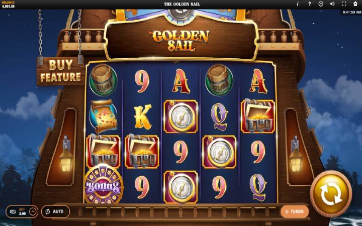 The Golden Sail-relax-online casino bonus-potraga za blagom-osnovna igra