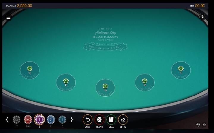 Multihand Atlantic City Blackjack