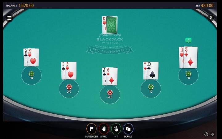 Multihand Atlantic City Blackjack