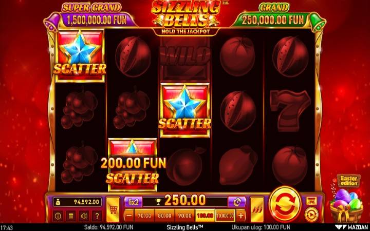 Scatter-online casino bonus-sizzling bells easter-wazdan
