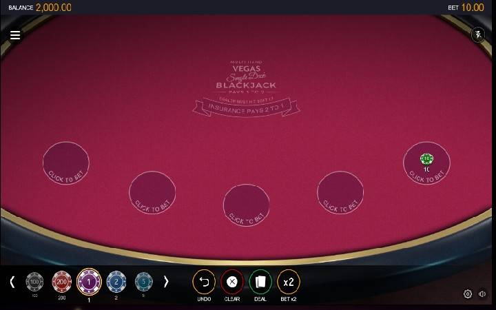 Multihand Vegas Single Deck Blackjack