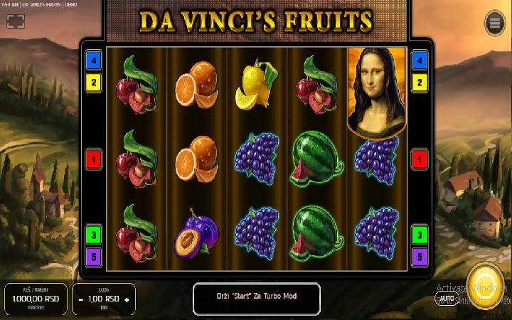 Da Vincis Fruits Online Casino Bonus