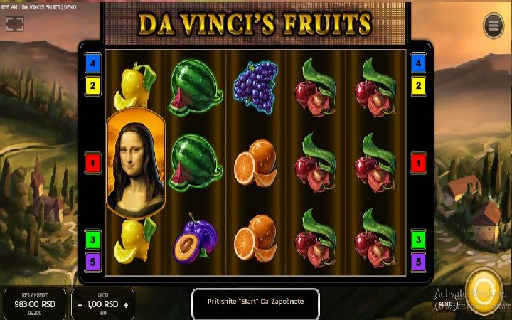 Da Vincis Fruits Online Casino Bonus