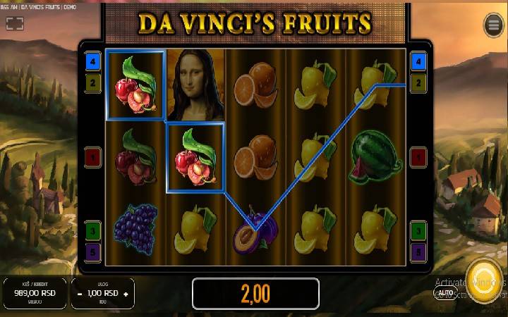 Da Vincis Fruits Online Casino Bonus