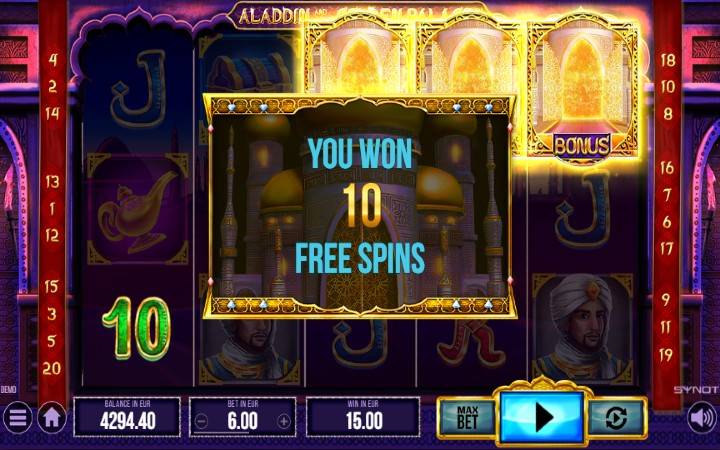 Aladdin and the Golden Palace-scatter-online casino bonus-synot