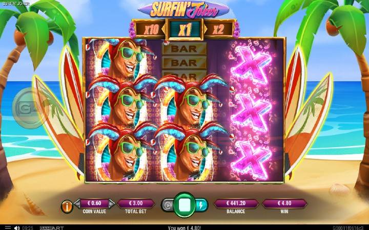 Surfin Joker-respin bonus-online casino bonus-GameArt