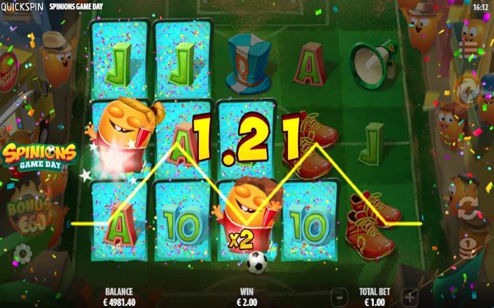 Spinions Game Day-passing wild respin bonus-online casino bonus-quickspin