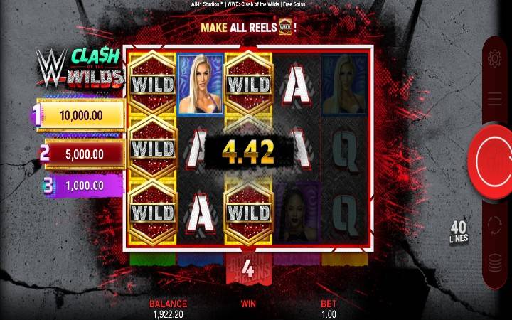 WWE Clash of the Wilds-online casino bonus-wild nudge free spins-microgaming