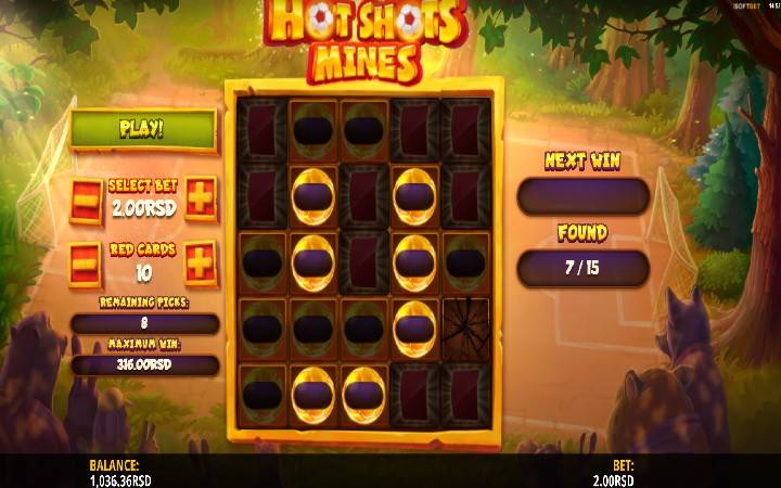 Hot Shots Mines-polje-online casino bonus-crveni karton-isoftbet
