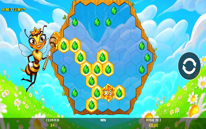 Honey Gems-respin bonus-online casino bonus-playtech