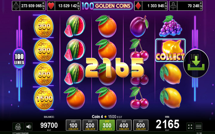 100 Golden Coins-collect bonus-online casino bonus-egt casino