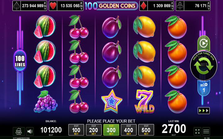 100 Golden Coins-online casino bonus-egt casino