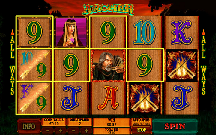 Archer-expand & Split feature-online casino bonus-playtech