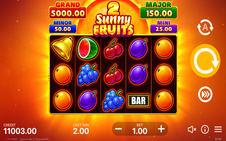 Sunny Fruits 2 hold and win-online casino bonus-playson