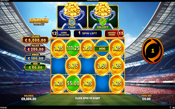 Gold Trio Football-respin bonus-online casino bonus-playtech