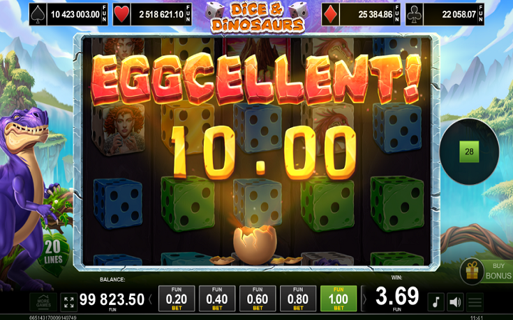 Dice and Dinosaurs-instant win-instant keš isplata-online casino bonus-amusnet interactive